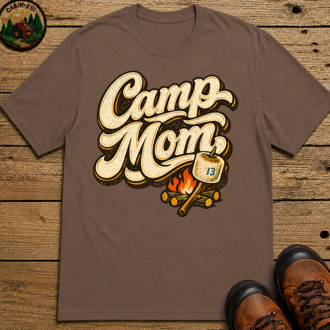 Camp Mom Camping Shirt — Campfire Marshmallow Vintage Tee