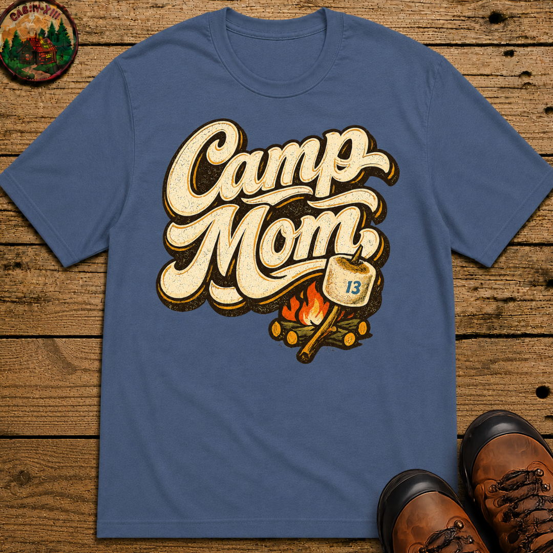 Camp Mom Camping Shirt — Campfire Marshmallow Vintage Tee