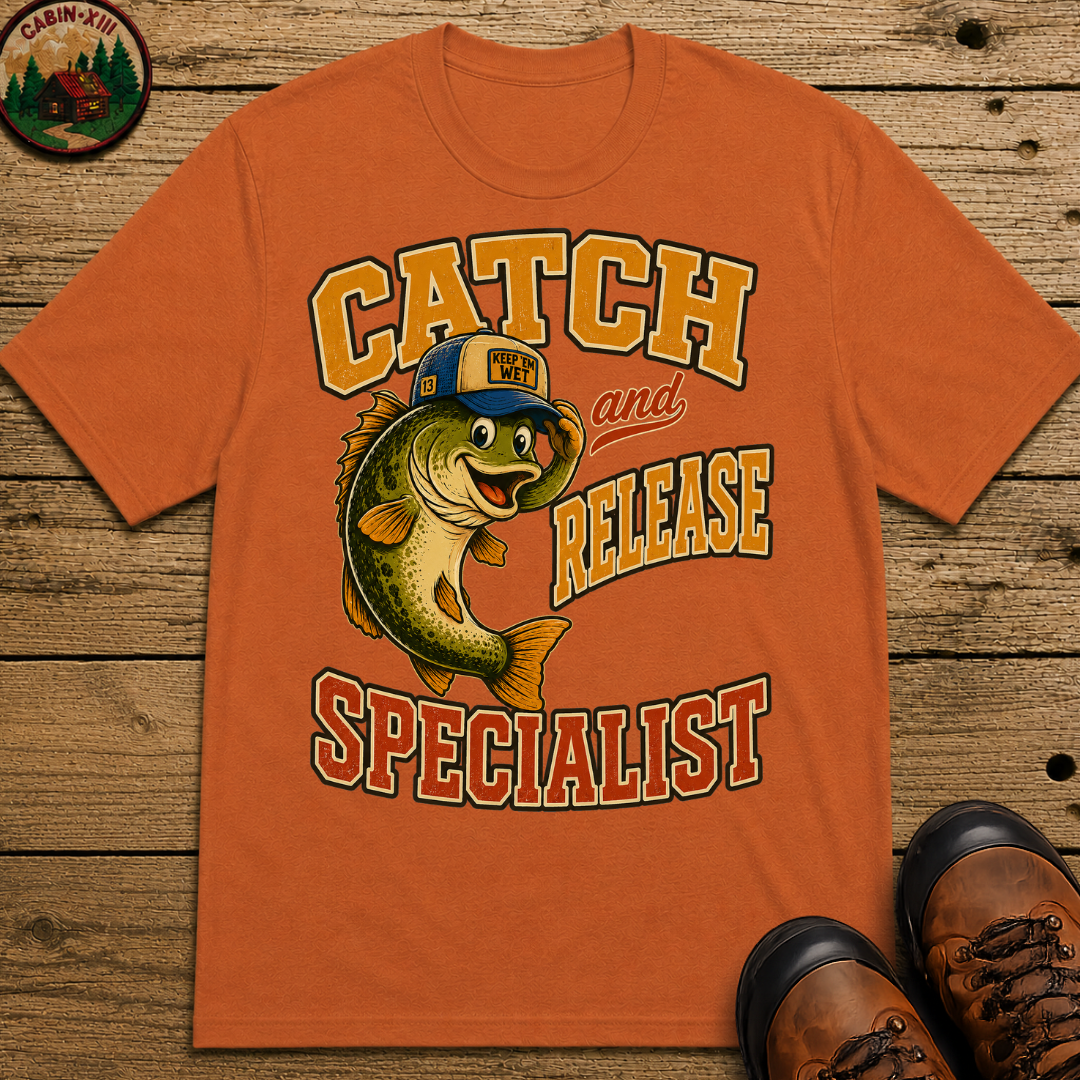 Catch and Release Specialist Funny Fishing Shirt — Bass Fishing Tee