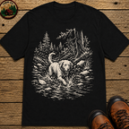 Dog in the Creek Shirt — Vintage Outdoor Dog Sketch Tee
