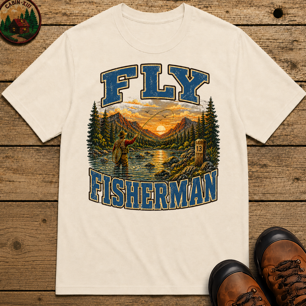 Fly Fisherman Shirt — Vintage Mountain River Fishing Tee