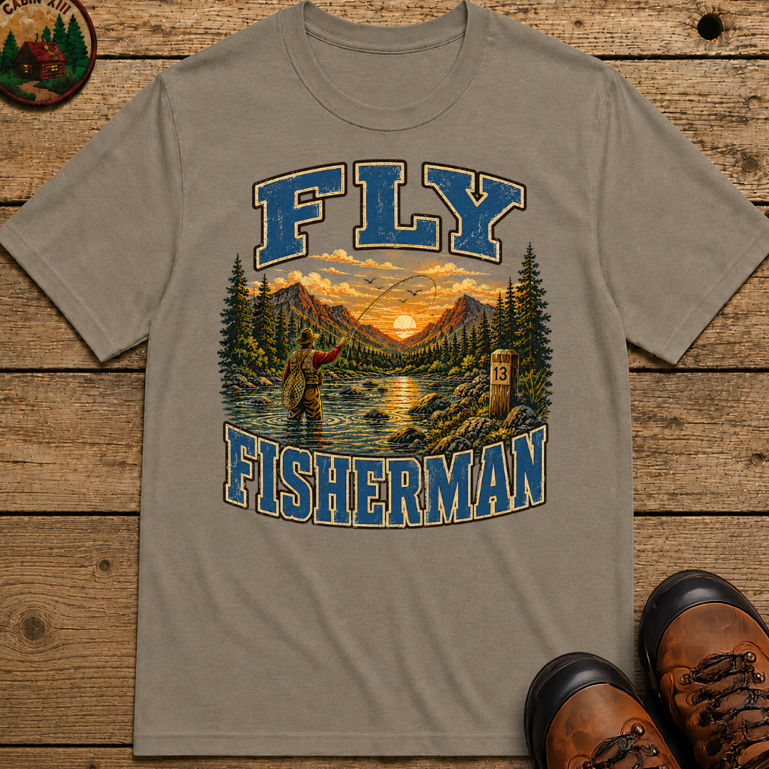 Fly Fisherman Shirt — Vintage Mountain River Fishing Tee