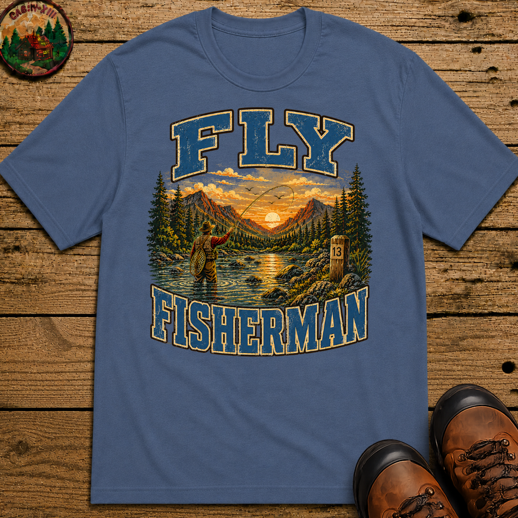 Fly Fisherman Shirt — Vintage Mountain River Fishing Tee