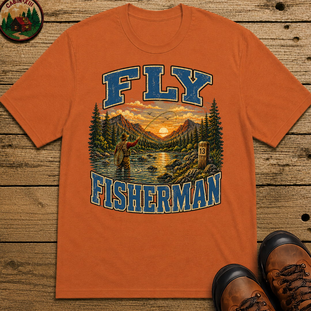 Fly Fisherman Shirt — Vintage Mountain River Fishing Tee