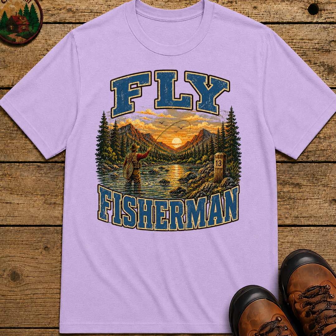 Fly Fisherman Shirt — Vintage Mountain River Fishing Tee