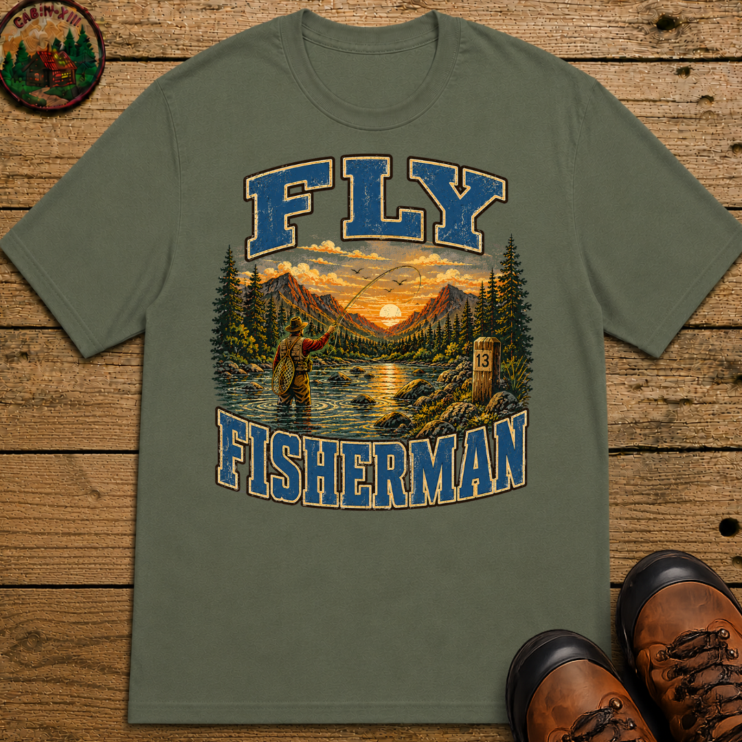 Fly Fisherman Shirt — Vintage Mountain River Fishing Tee