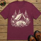 Camping Dog Nap Shirt — Vintage Outdoor Dog Sketch Tee