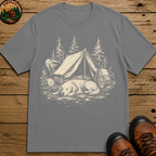 Camping Dog Nap Shirt — Vintage Outdoor Dog Sketch Tee
