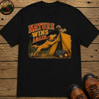 Nature Wins Again Funny Camping Dog Shirt — Outdoor Humor Tee