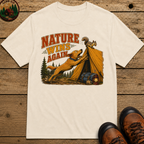 Nature Wins Again Funny Camping Dog Shirt — Outdoor Humor Tee