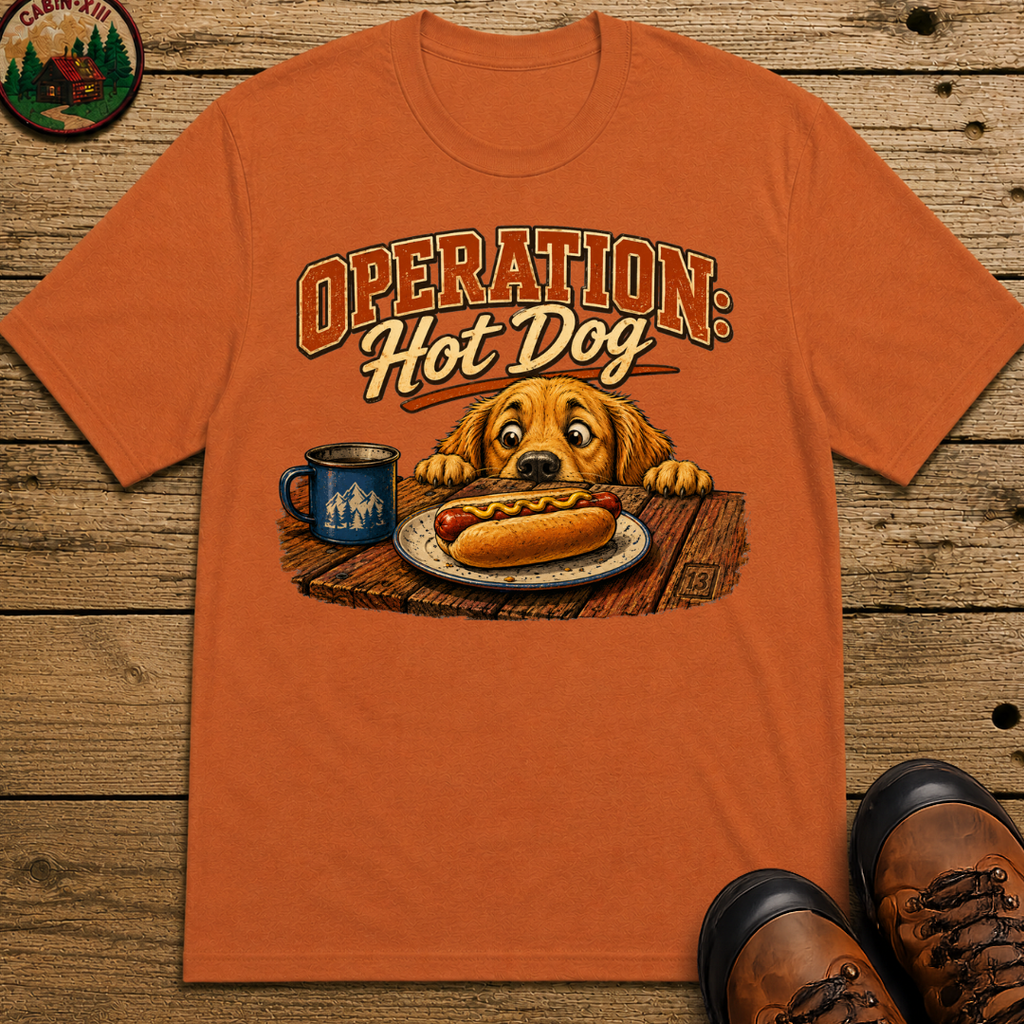 Operation Hot Dog Funny Camping Dog Shirt — Outdoor Humor Tee