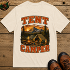 Tent Camper Shirt — Vintage Mountain Lake Camping Tee