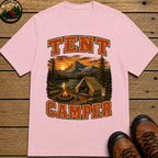 Tent Camper Shirt — Vintage Mountain Lake Camping Tee