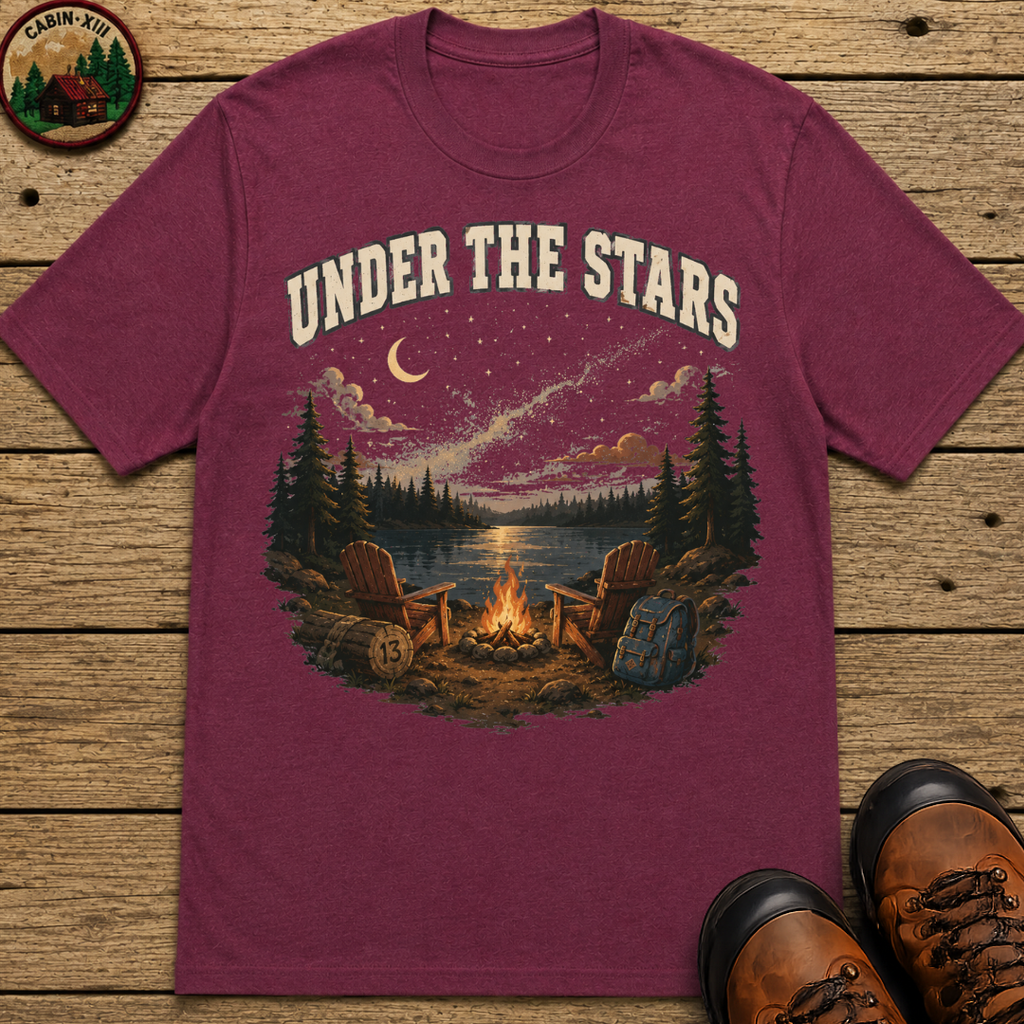 Under the Stars Vintage Camping Shirt — Campfire Lake Night Tee