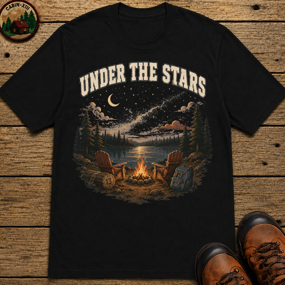 Under the Stars Vintage Camping Shirt — Campfire Lake Night Tee