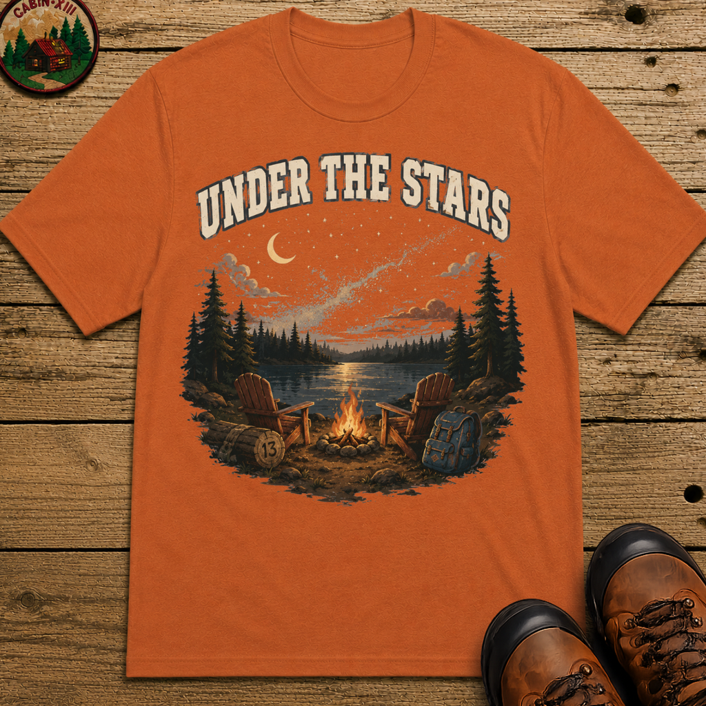 Under the Stars Vintage Camping Shirt — Campfire Lake Night Tee
