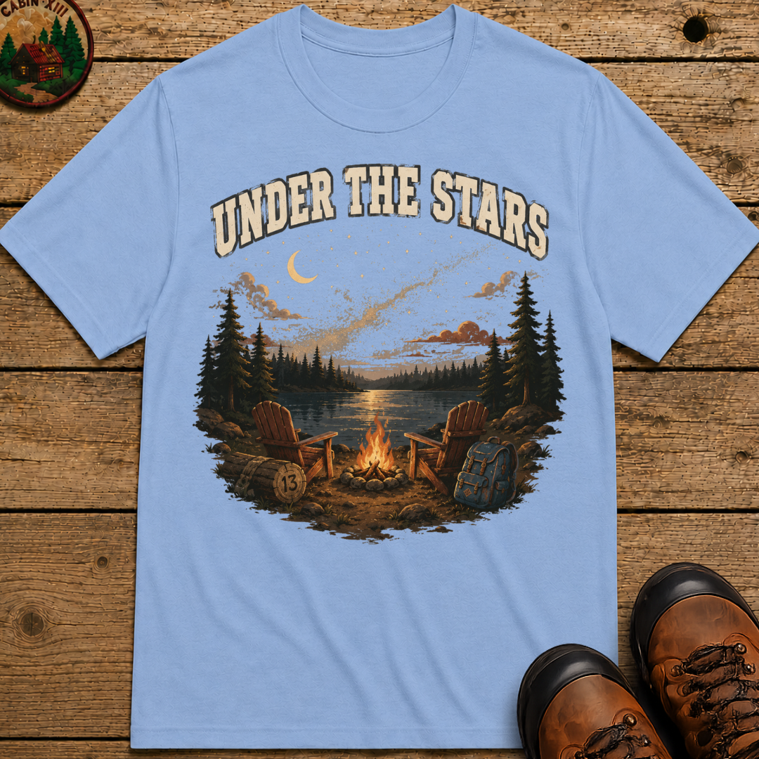 Under the Stars Vintage Camping Shirt — Campfire Lake Night Tee