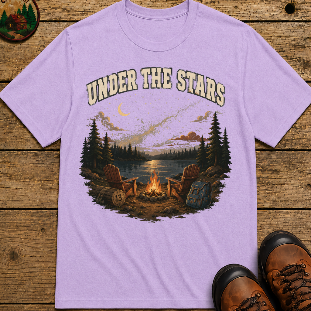 Under the Stars Vintage Camping Shirt — Campfire Lake Night Tee