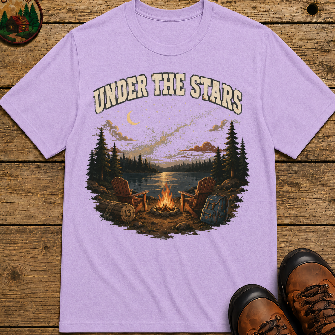 Under the Stars Vintage Camping Shirt — Campfire Lake Night Tee
