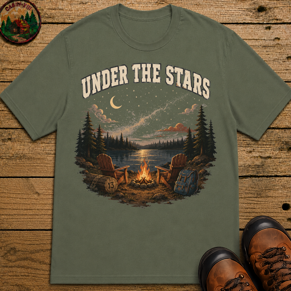 Under the Stars Vintage Camping Shirt — Campfire Lake Night Tee