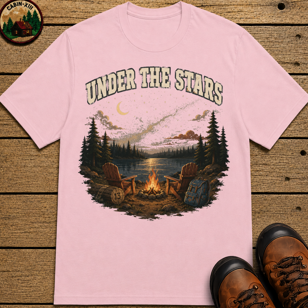Under the Stars Vintage Camping Shirt — Campfire Lake Night Tee