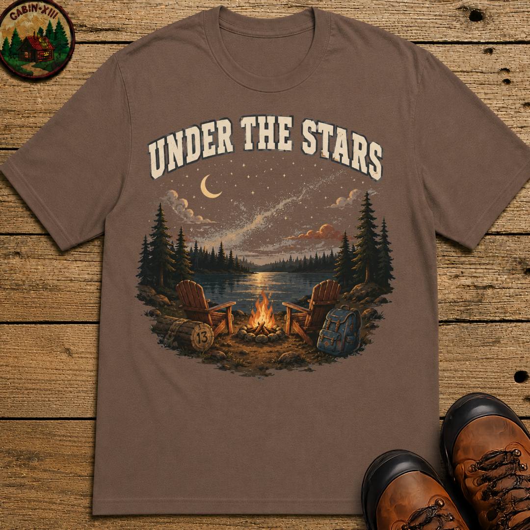 Under the Stars Vintage Camping Shirt — Campfire Lake Night Tee