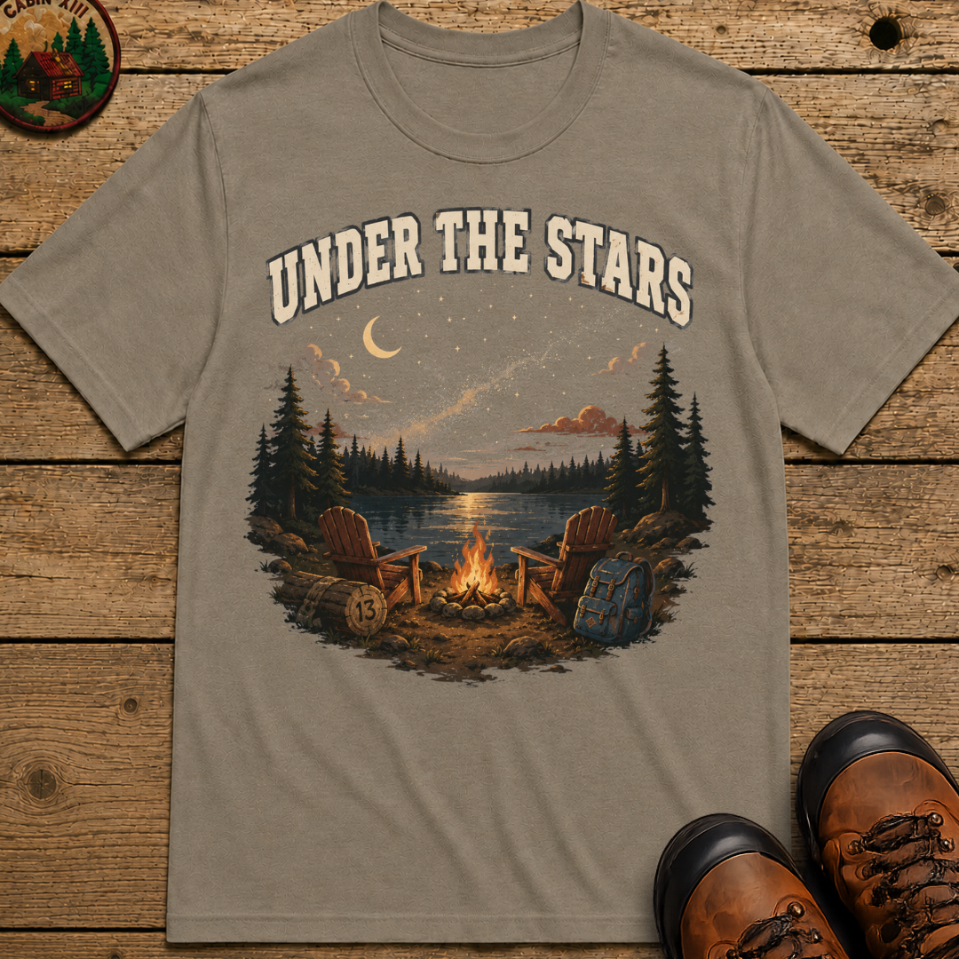 Under the Stars Vintage Camping Shirt — Campfire Lake Night Tee
