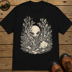 Alien Hiding in the Bushes Shirt — Funny Outdoor UFO Sketch Tee