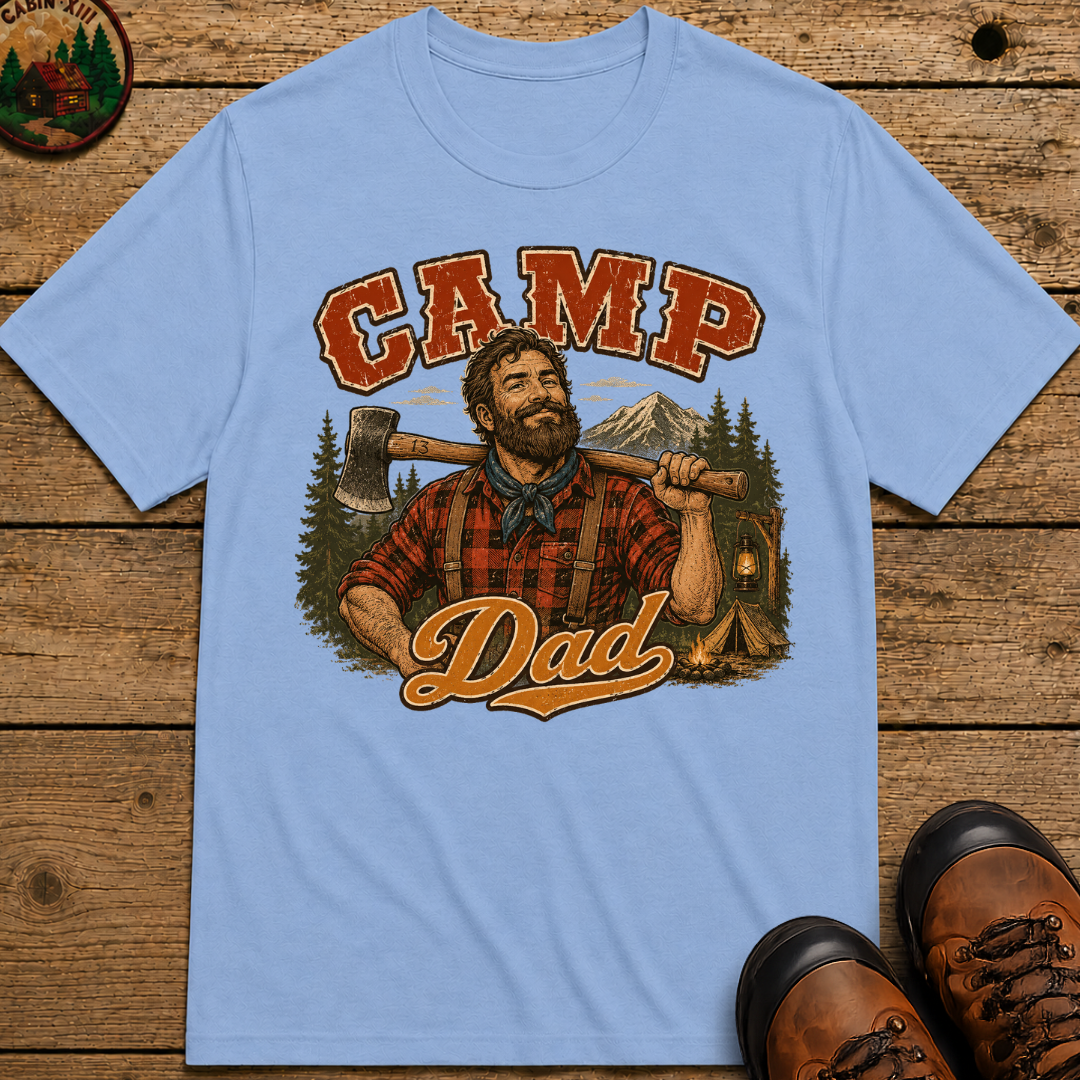 Camp Dad Lumberjack Camping Shirt — Vintage Outdoor Dad Tee