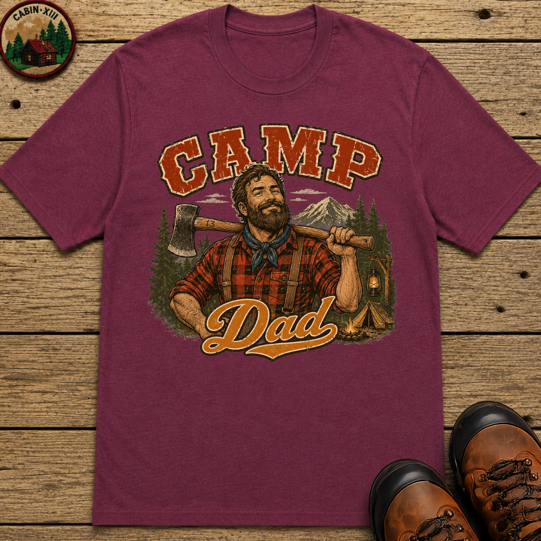 Camp Dad Lumberjack Camping Shirt — Vintage Outdoor Dad Tee