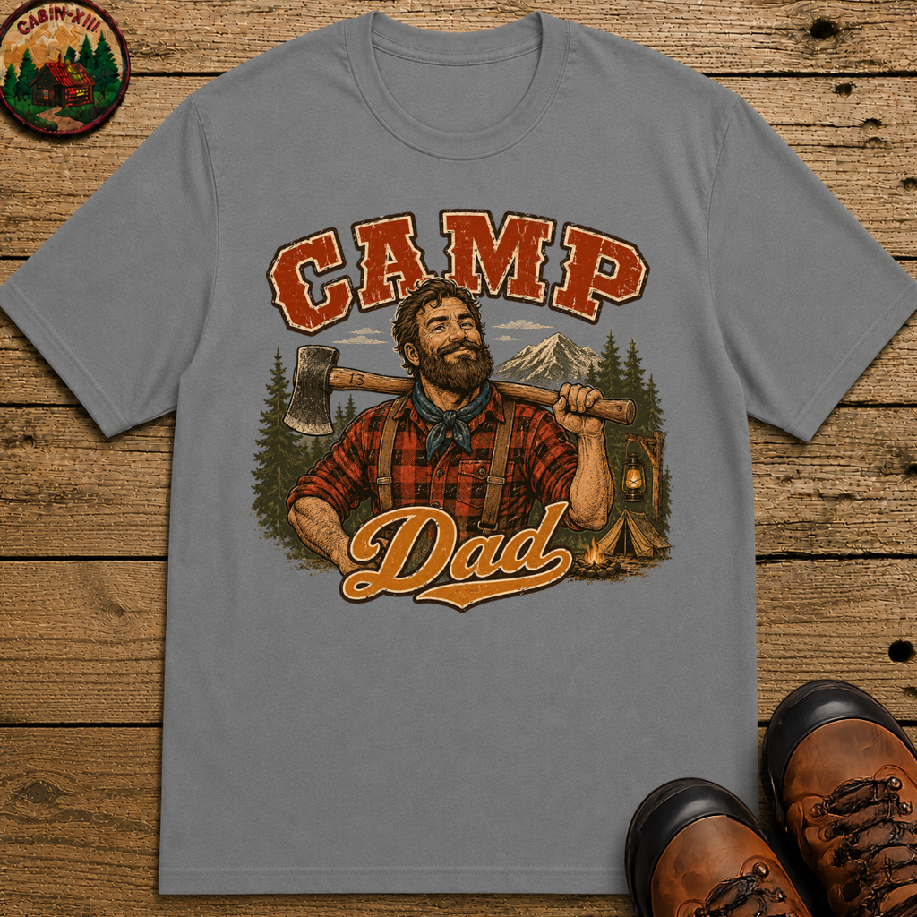 Camp Dad Lumberjack Camping Shirt — Vintage Outdoor Dad Tee