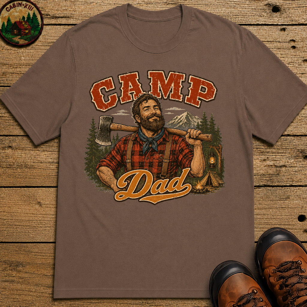 Camp Dad Lumberjack Camping Shirt — Vintage Outdoor Dad Tee