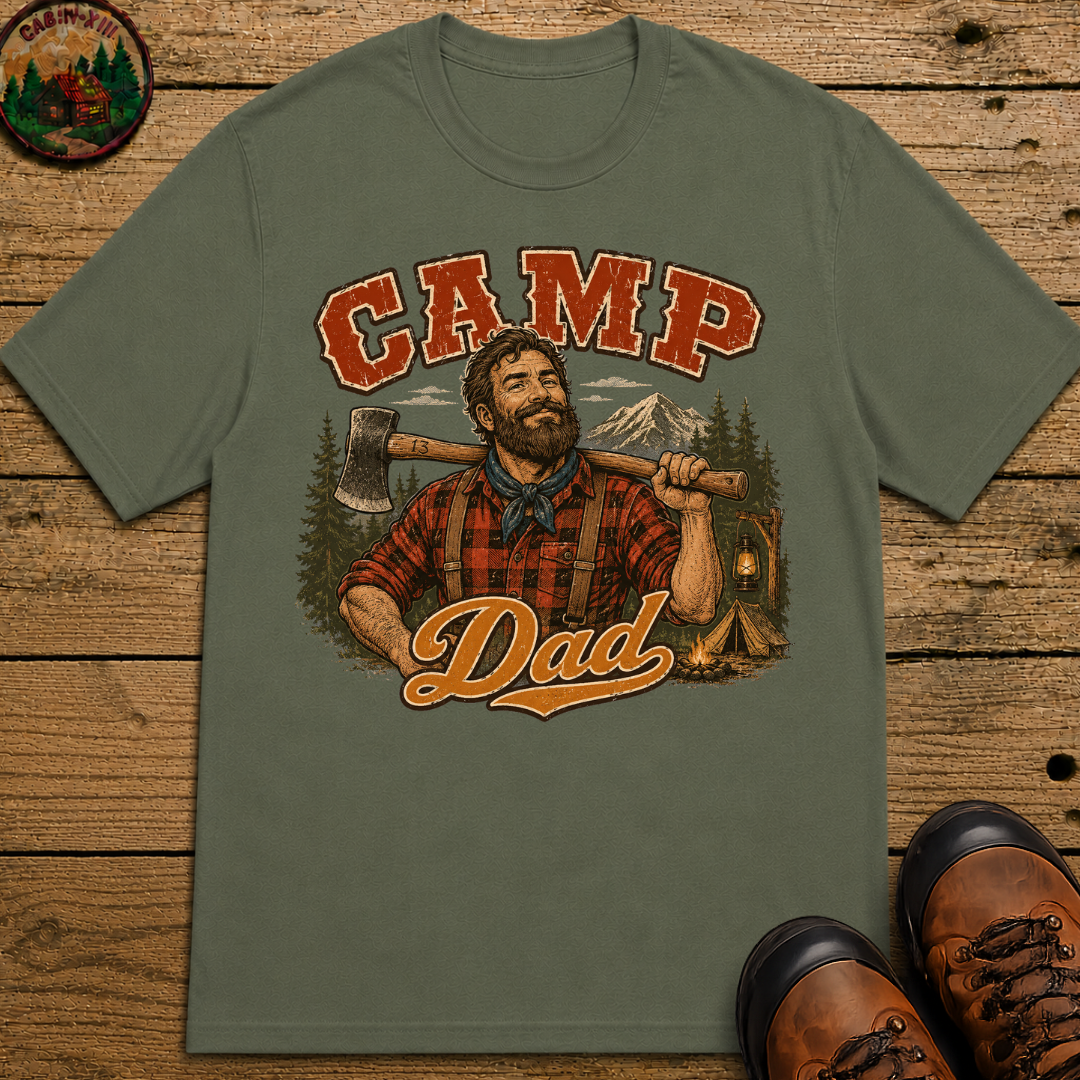 Camp Dad Lumberjack Camping Shirt — Vintage Outdoor Dad Tee