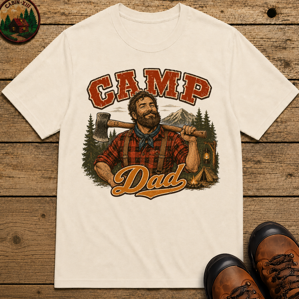 Camp Dad Lumberjack Camping Shirt — Vintage Outdoor Dad Tee
