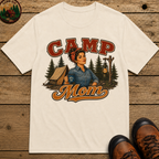 Camp Mom Vintage Camping Shirt — Retro Outdoor Mom Portrait Tee