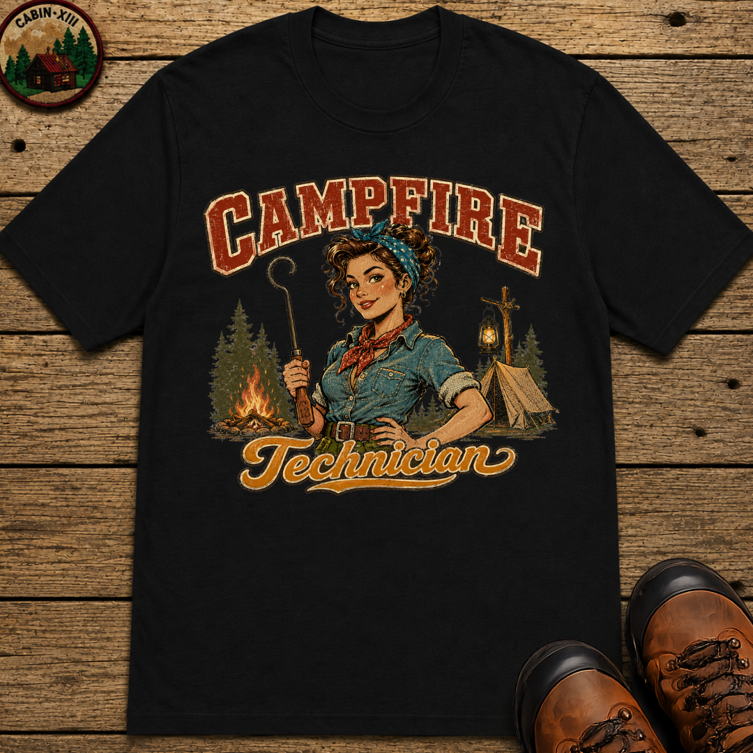 Campfire Technician Funny Camping Shirt — Vintage Outdoor Women's Tee