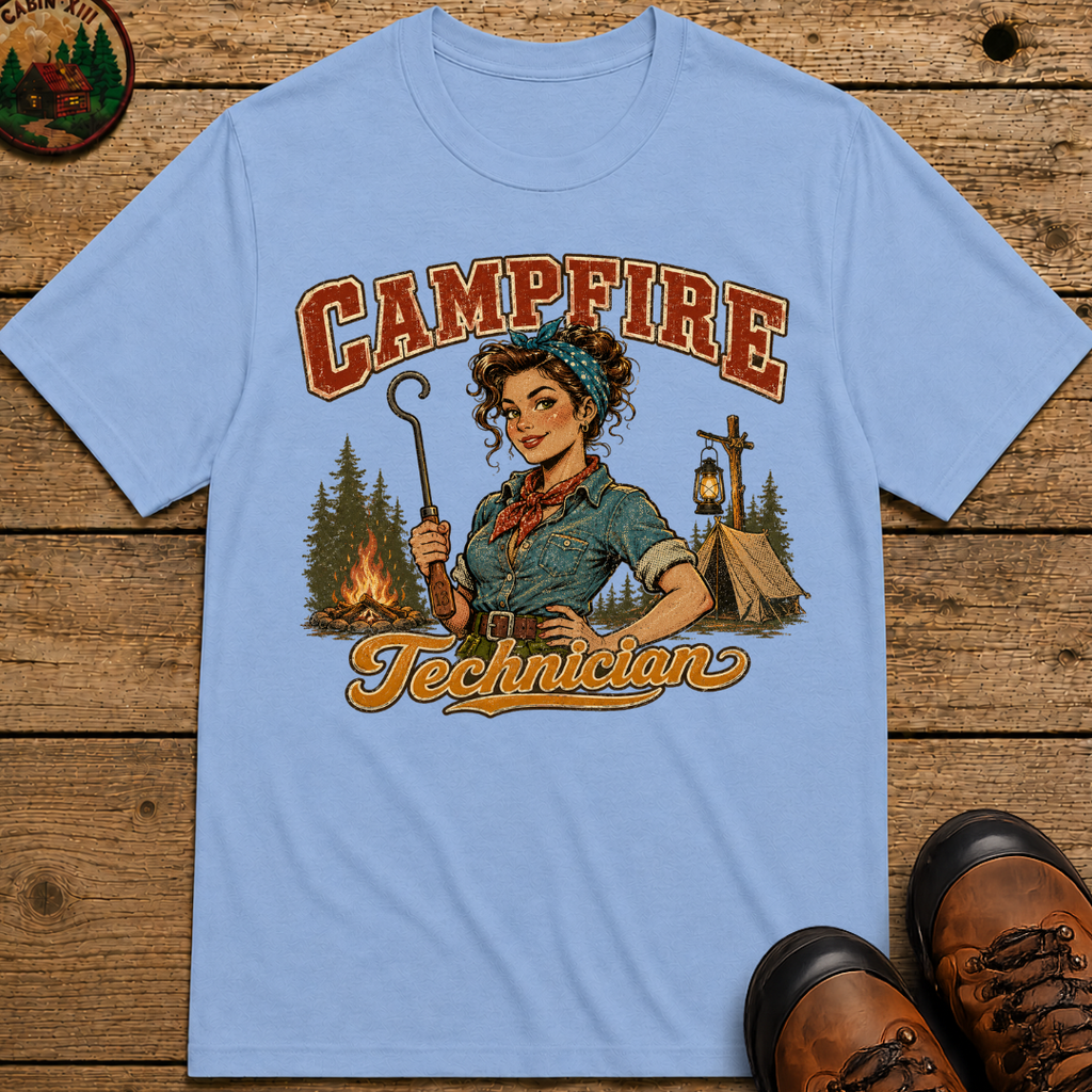 Campfire Technician Funny Camping Shirt — Vintage Outdoor Women's Tee