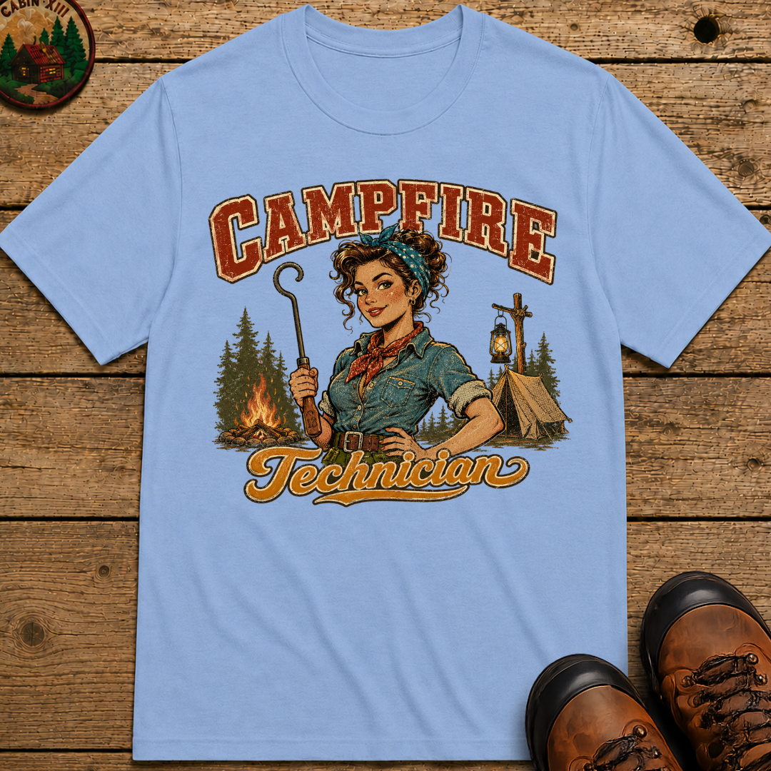 Campfire Technician Funny Camping Shirt — Vintage Outdoor Women's Tee