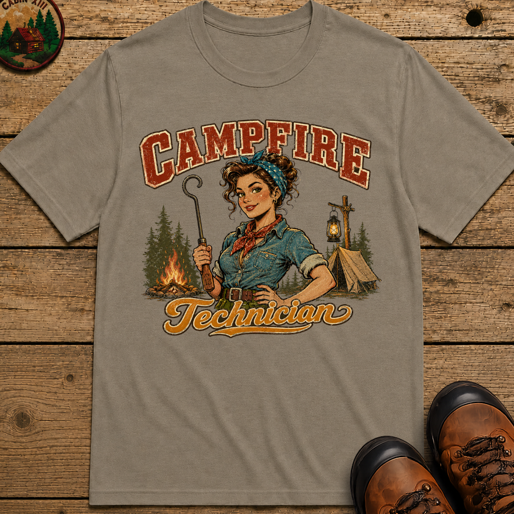 Campfire Technician Funny Camping Shirt — Vintage Outdoor Women's Tee