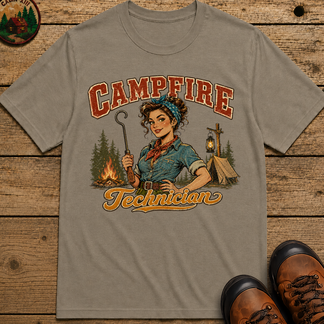 Campfire Technician Funny Camping Shirt — Vintage Outdoor Women's Tee