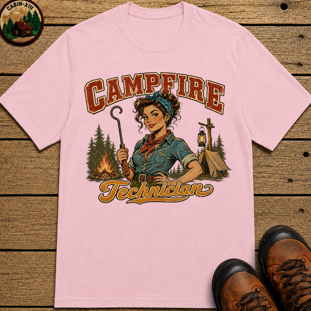 Campfire Technician Funny Camping Shirt — Vintage Outdoor Women's Tee