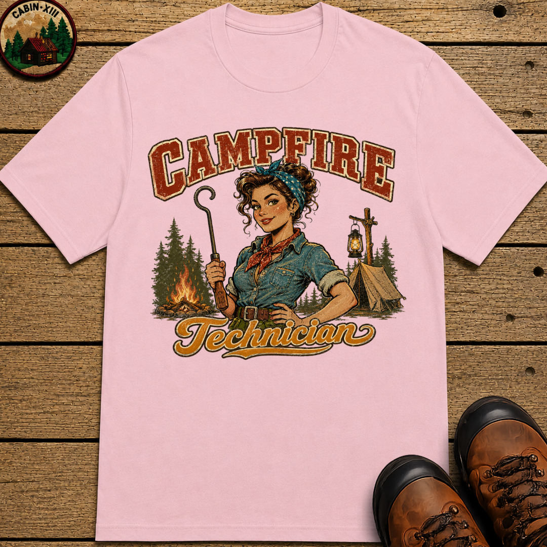 Campfire Technician Funny Camping Shirt — Vintage Outdoor Women's Tee