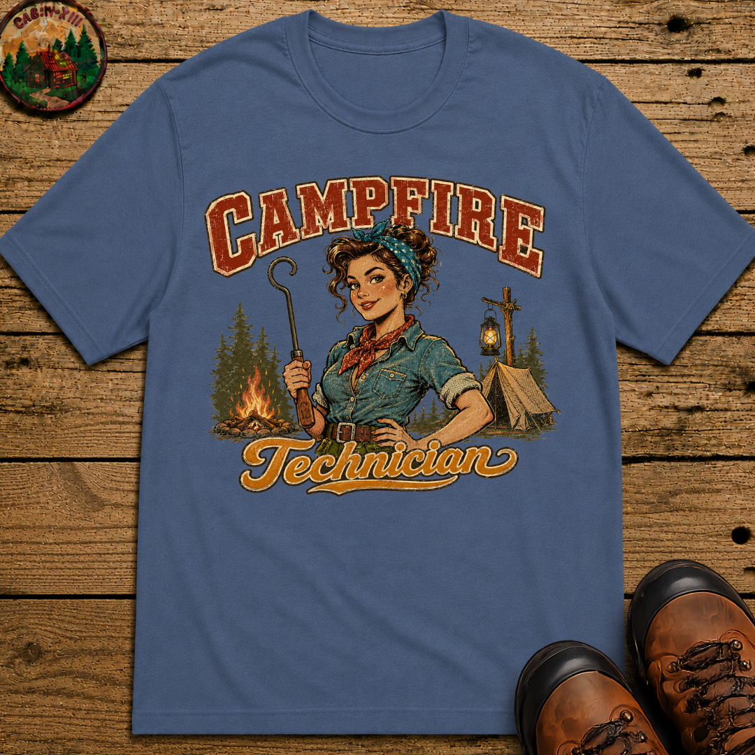 Campfire Technician Funny Camping Shirt — Vintage Outdoor Women's Tee