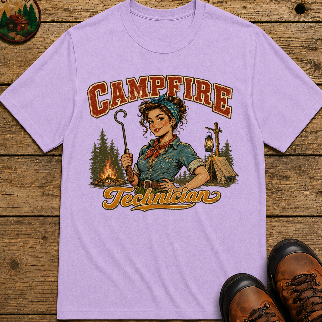 Campfire Technician Funny Camping Shirt — Vintage Outdoor Women's Tee