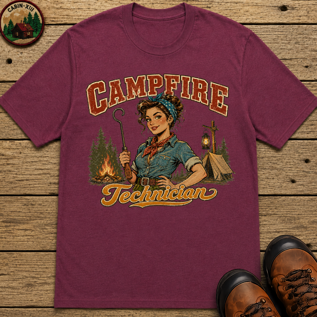 Campfire Technician Funny Camping Shirt — Vintage Outdoor Women's Tee