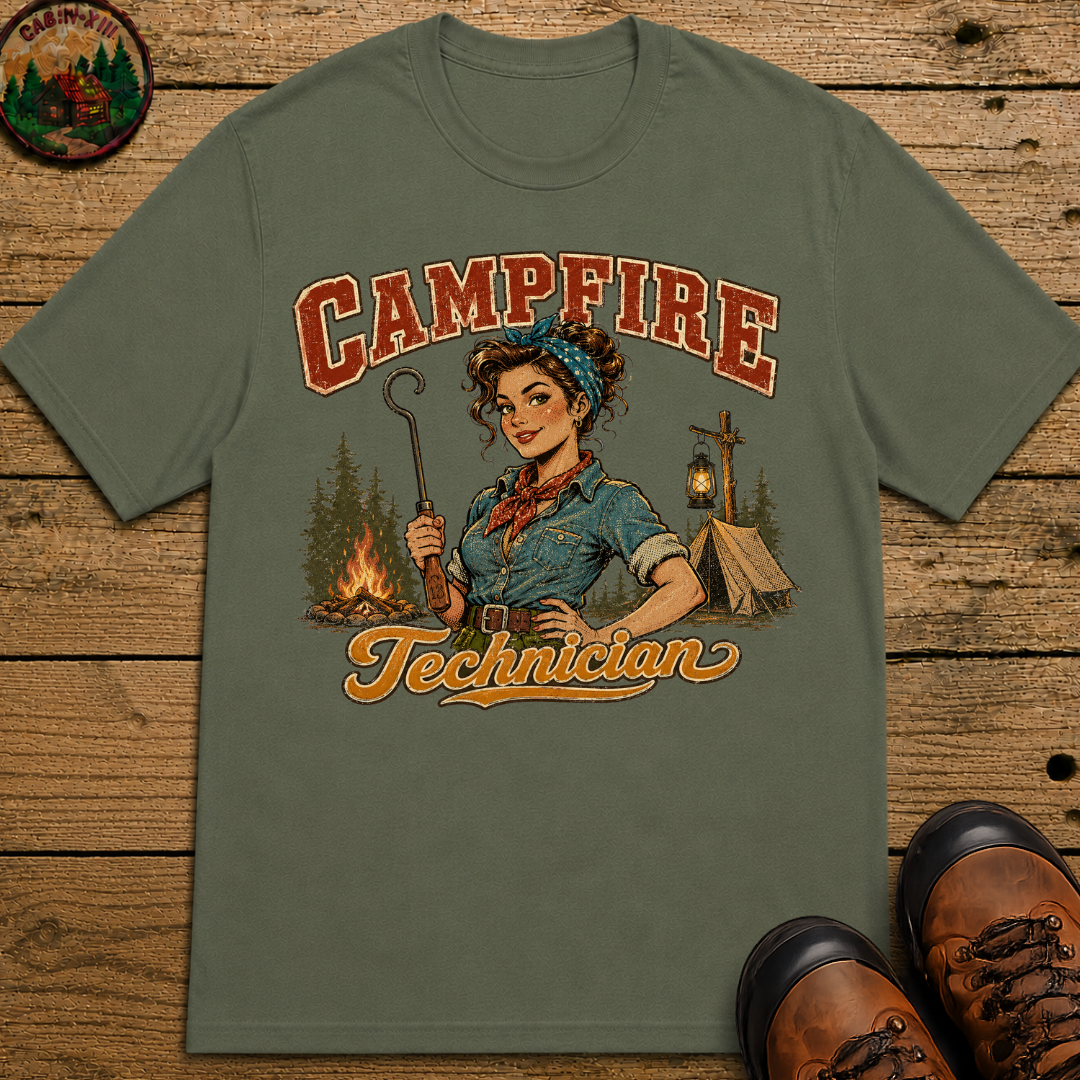 Campfire Technician Funny Camping Shirt — Vintage Outdoor Women's Tee