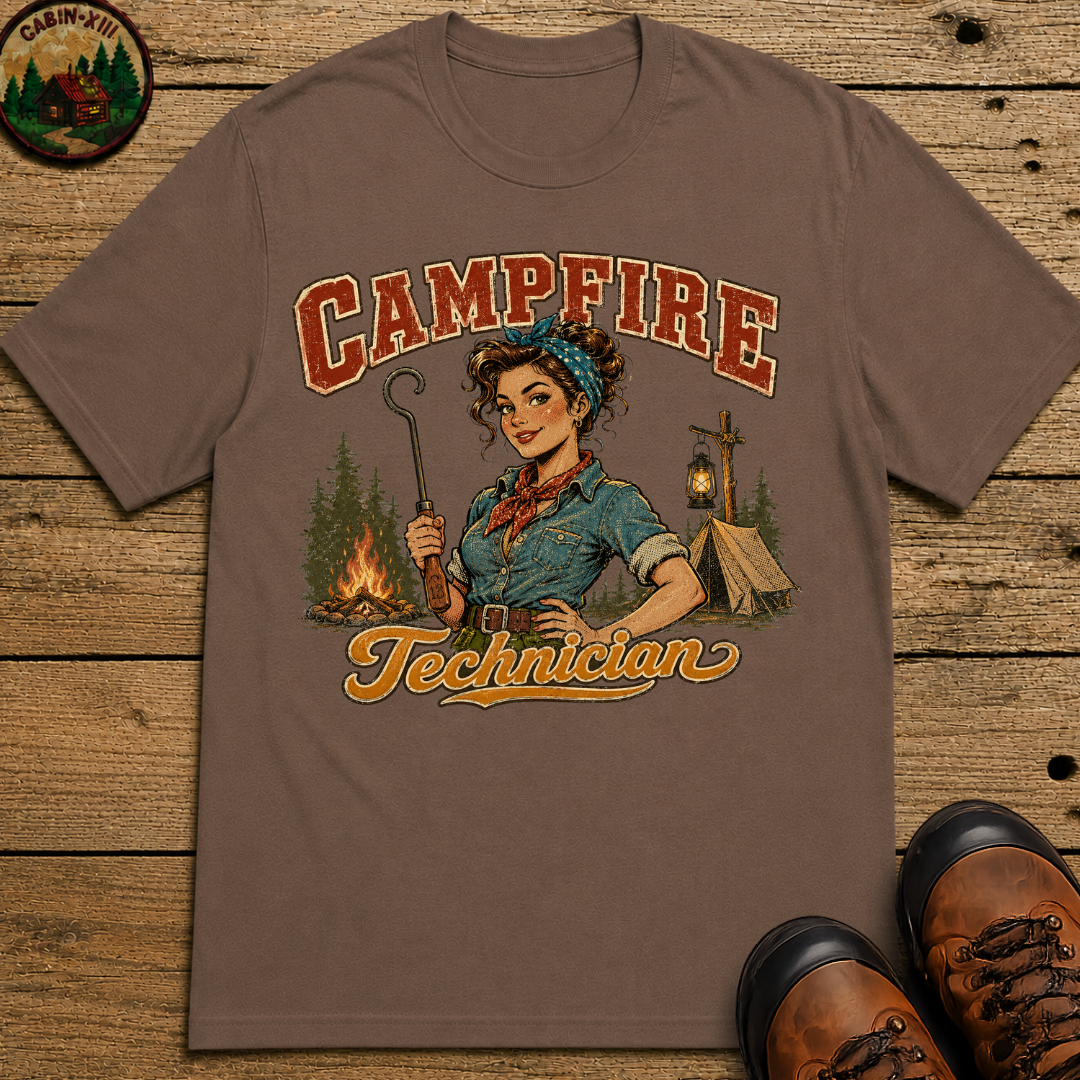 Campfire Technician Funny Camping Shirt — Vintage Outdoor Women's Tee