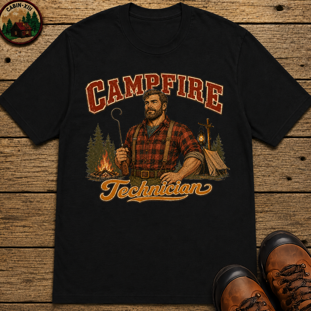 Campfire Technician Funny Camping Shirt — Vintage Outdoor Men's Tee