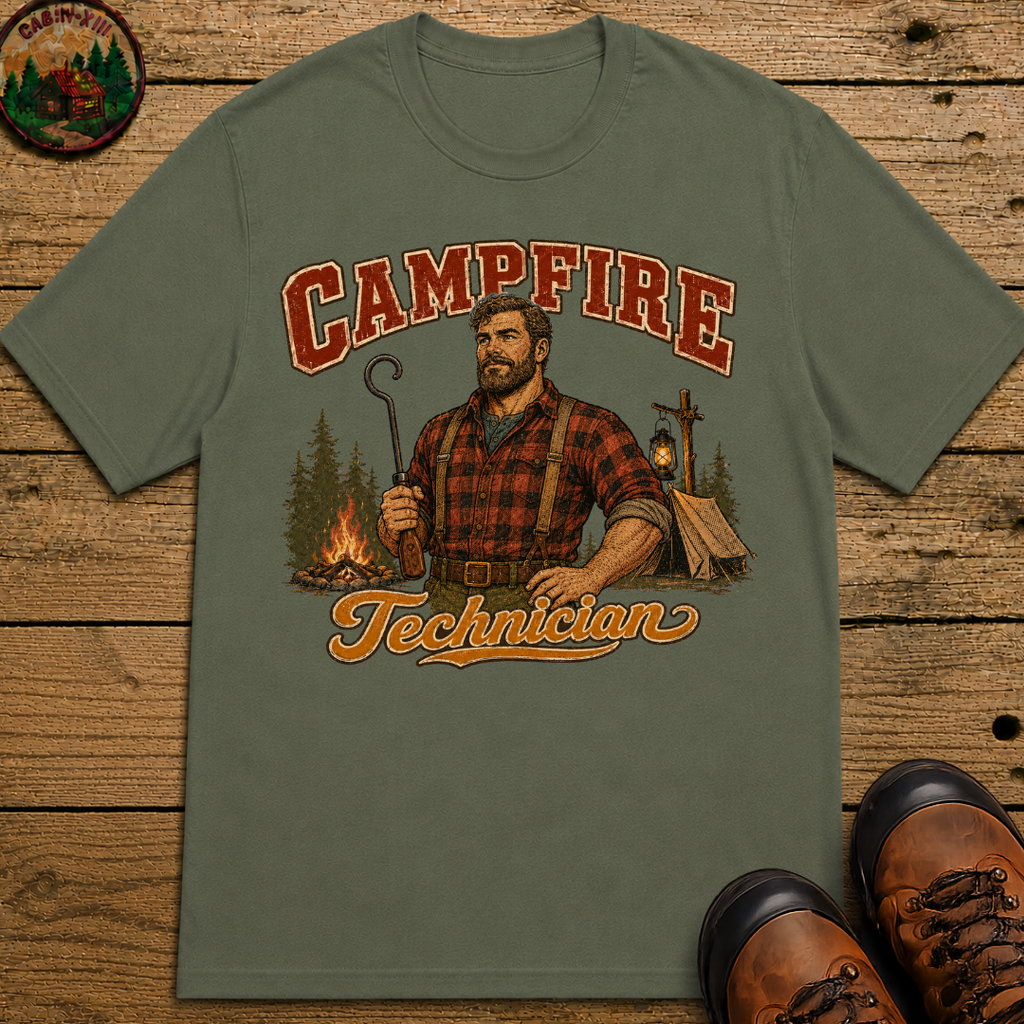 Campfire Technician Funny Camping Shirt — Vintage Outdoor Men's Tee
