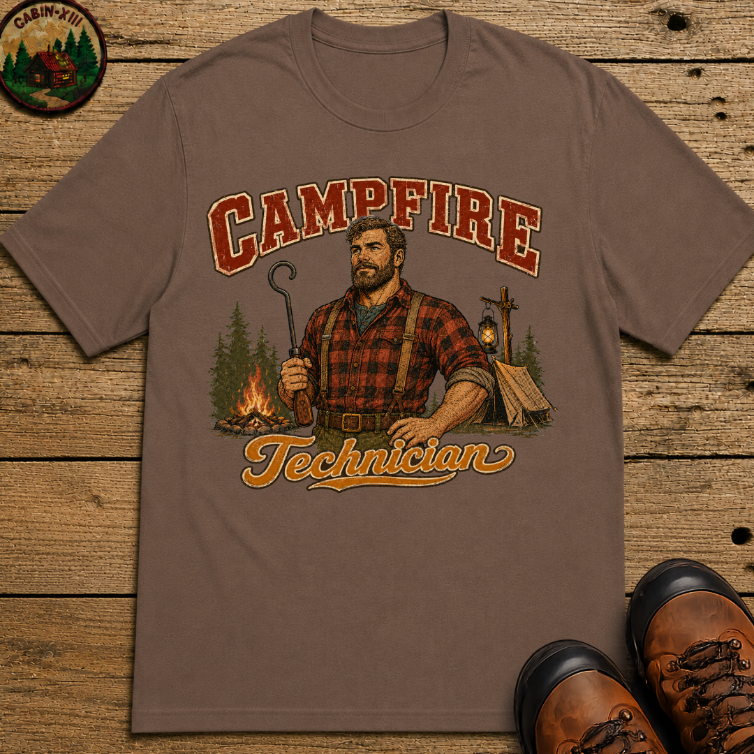 Campfire Technician Funny Camping Shirt — Vintage Outdoor Men's Tee